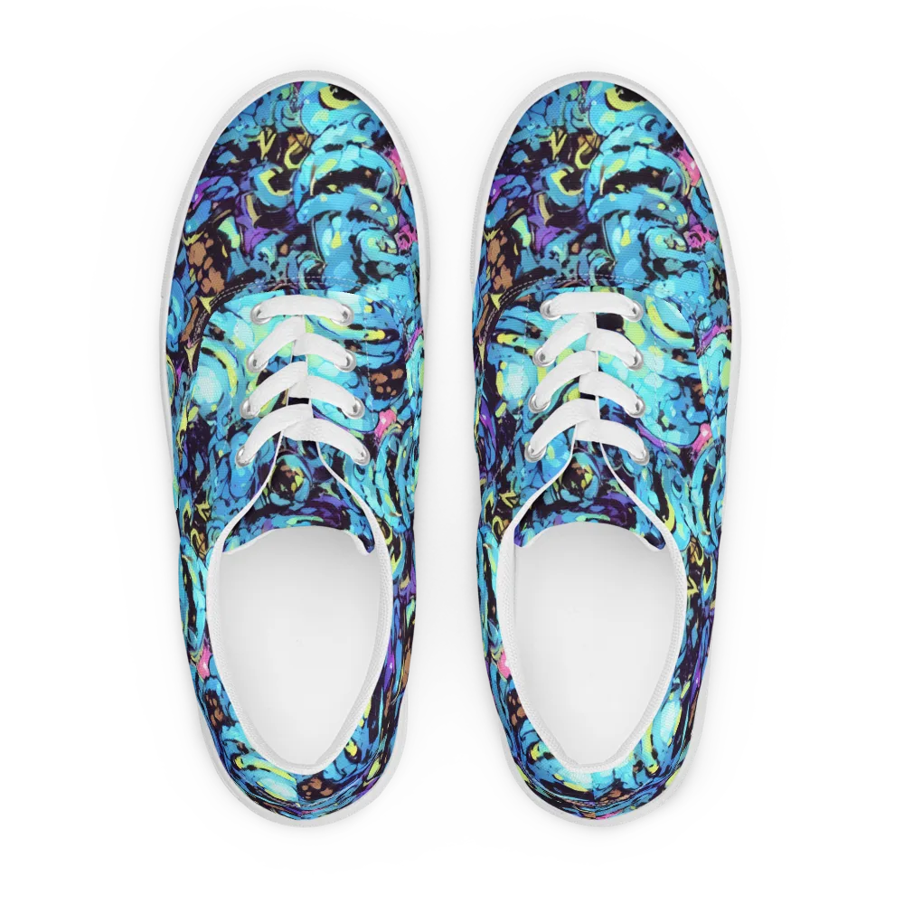 Voltage Bouquet on Men's Lace-Up Canvas Shoes — Front