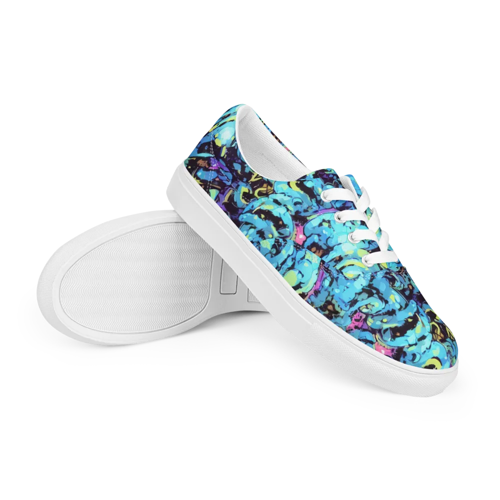 Voltage Bouquet on Men's Lace-Up Canvas Shoes — Right Front