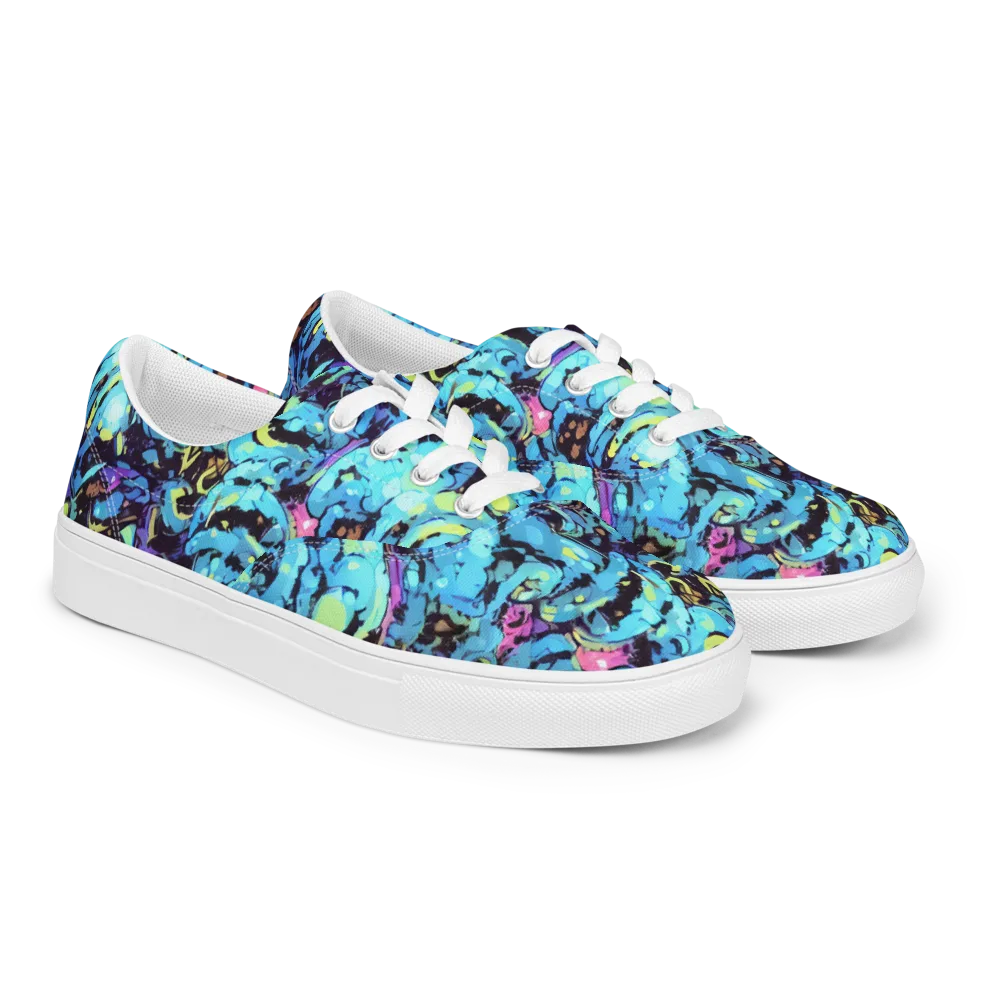 Voltage Bouquet on Men's Lace-Up Canvas Shoes — Right Front