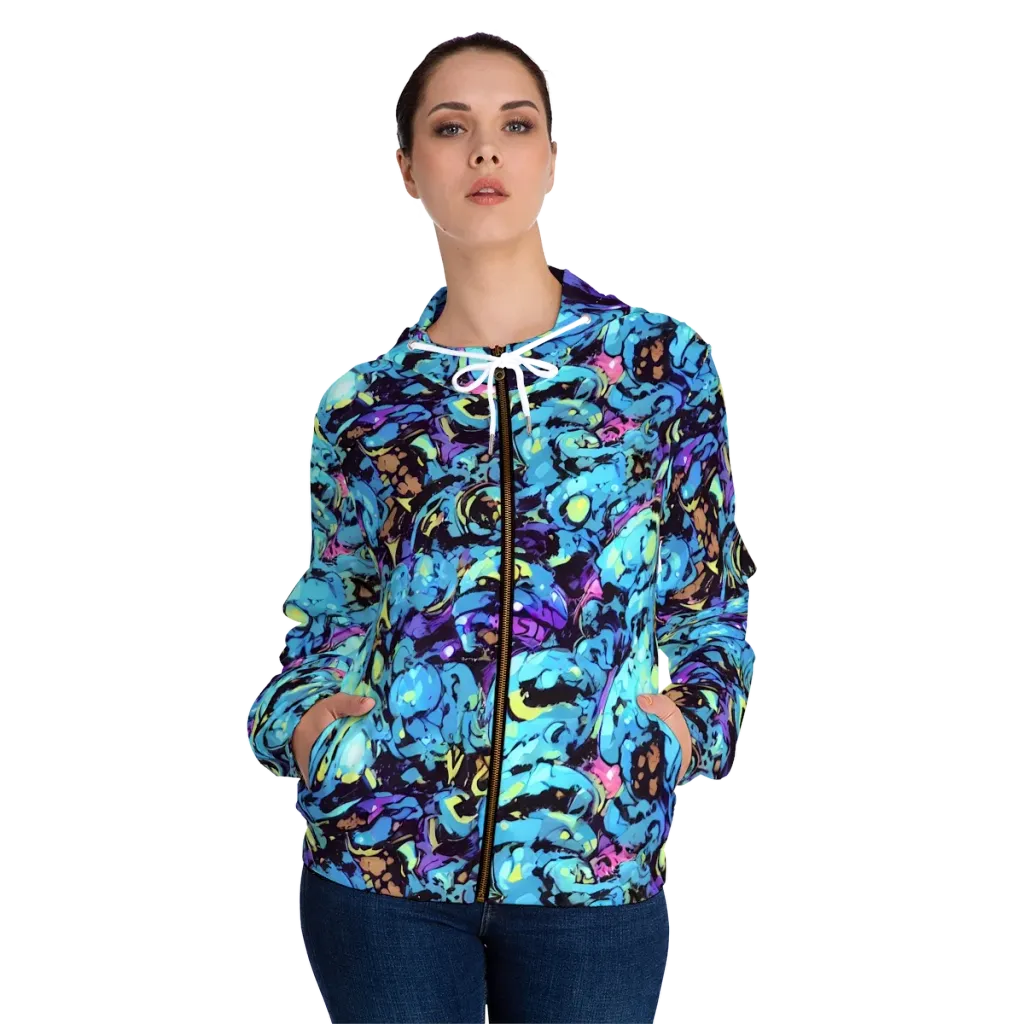 Voltage Bouquet on Women's Full-Zip Hoodie — Front On Person