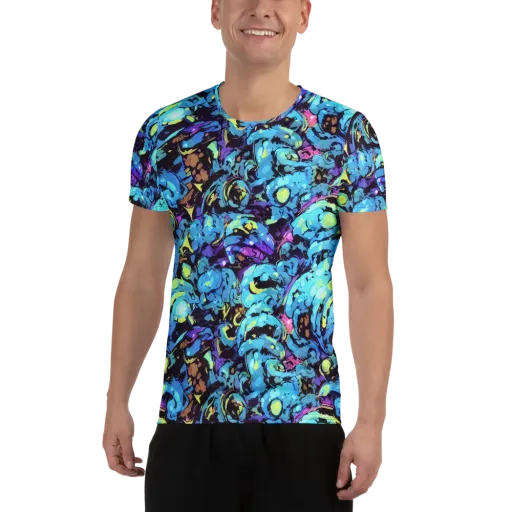 Voltage Bouquet on a Men's Athletic T-Shirt