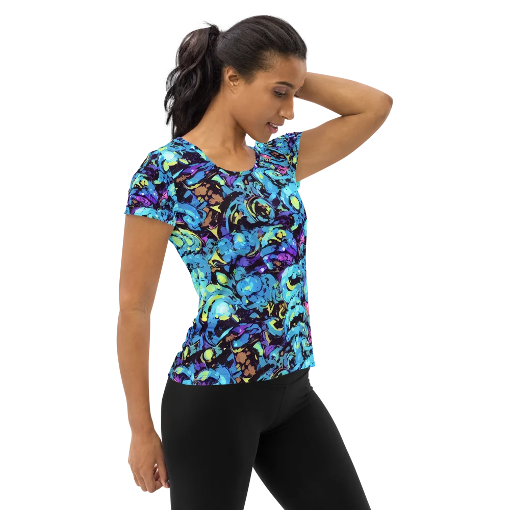 Voltage Bouquet on Women's Athletic T-Shirt — Right
