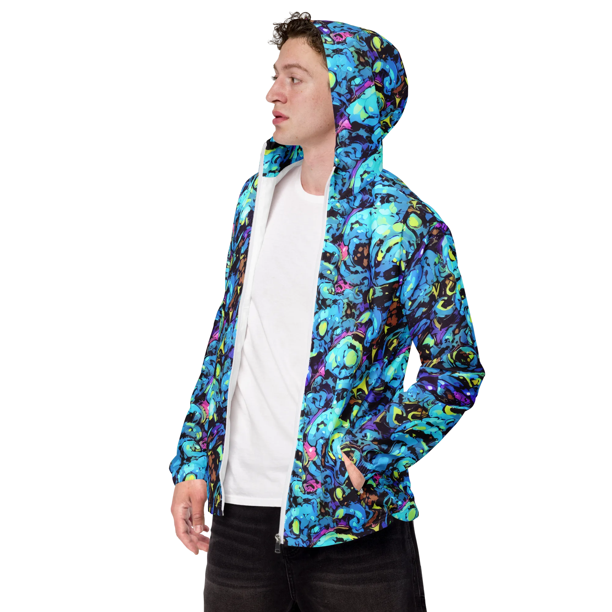 Voltage Bouquet on Men's Windbreaker — Left Front