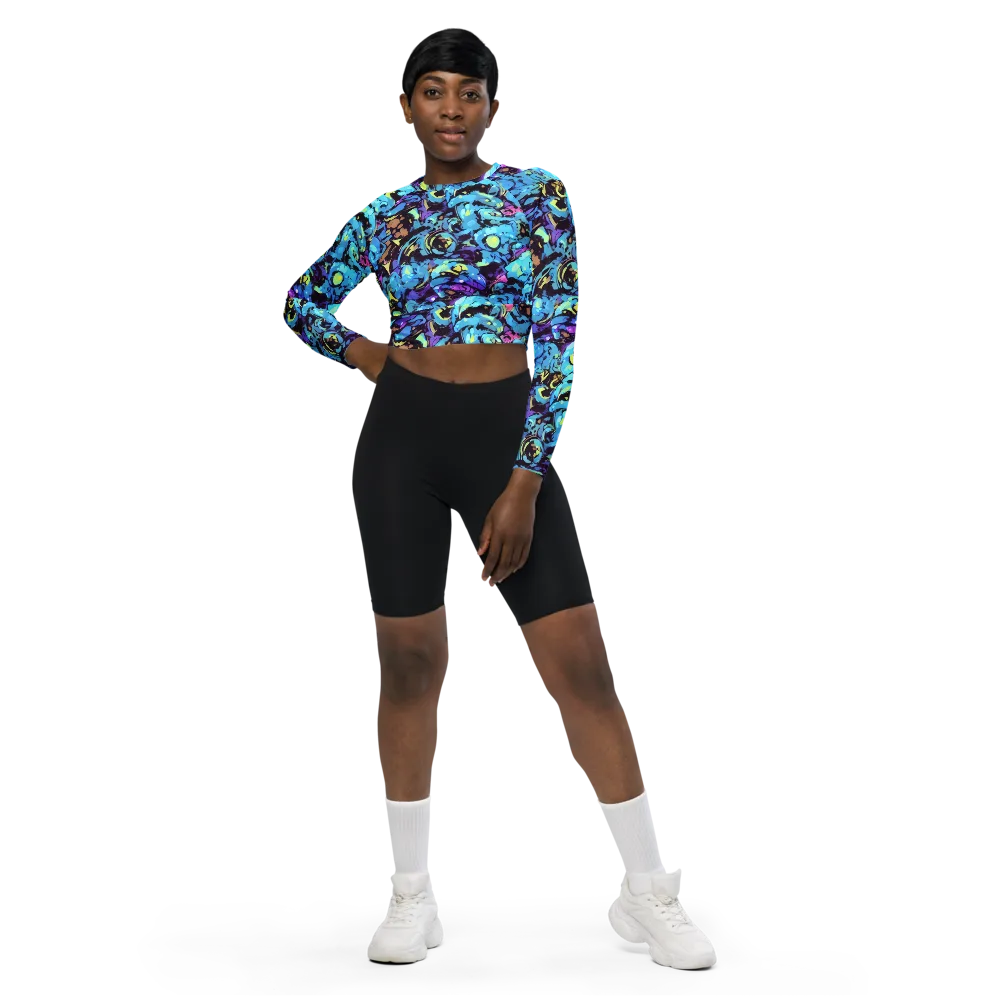 Voltage Bouquet on Long Sleeve Crop Top — Front