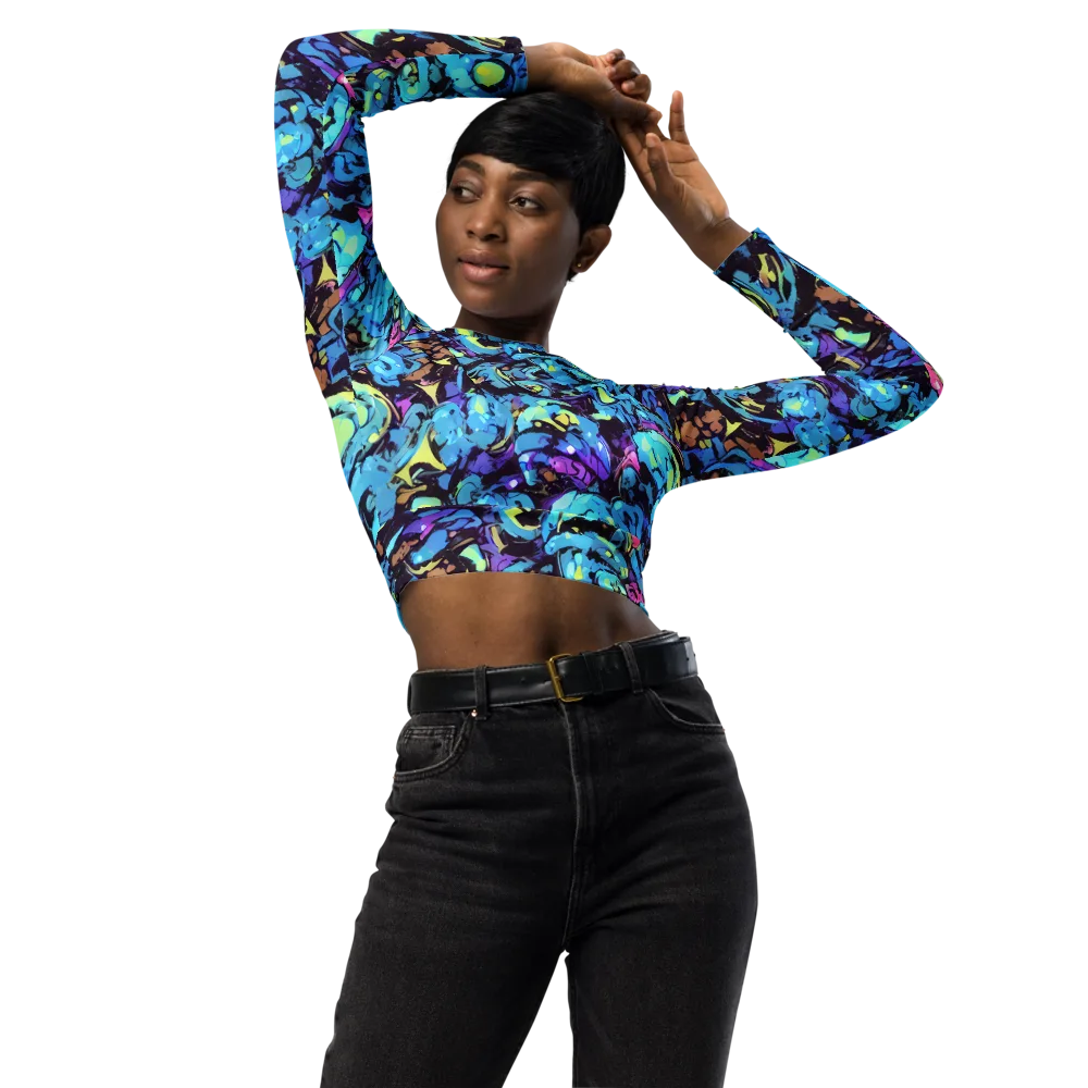 Voltage Bouquet on Long Sleeve Crop Top — Front