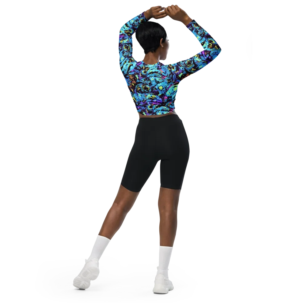 Voltage Bouquet on Long Sleeve Crop Top — Back