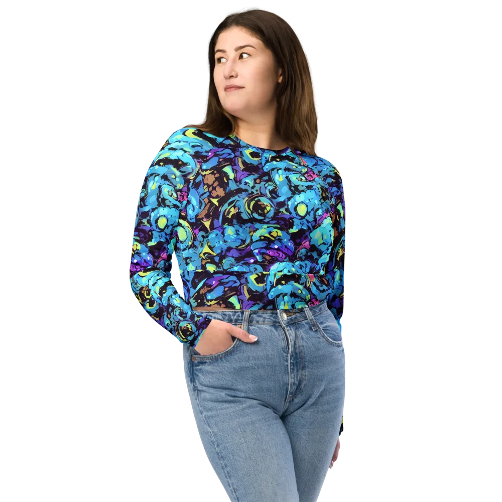 Voltage Bouquet on Long Sleeve Crop Top — Front