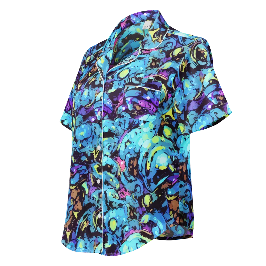 Voltage Bouquet on Women's Short Sleeve Pajama Top — Left Front