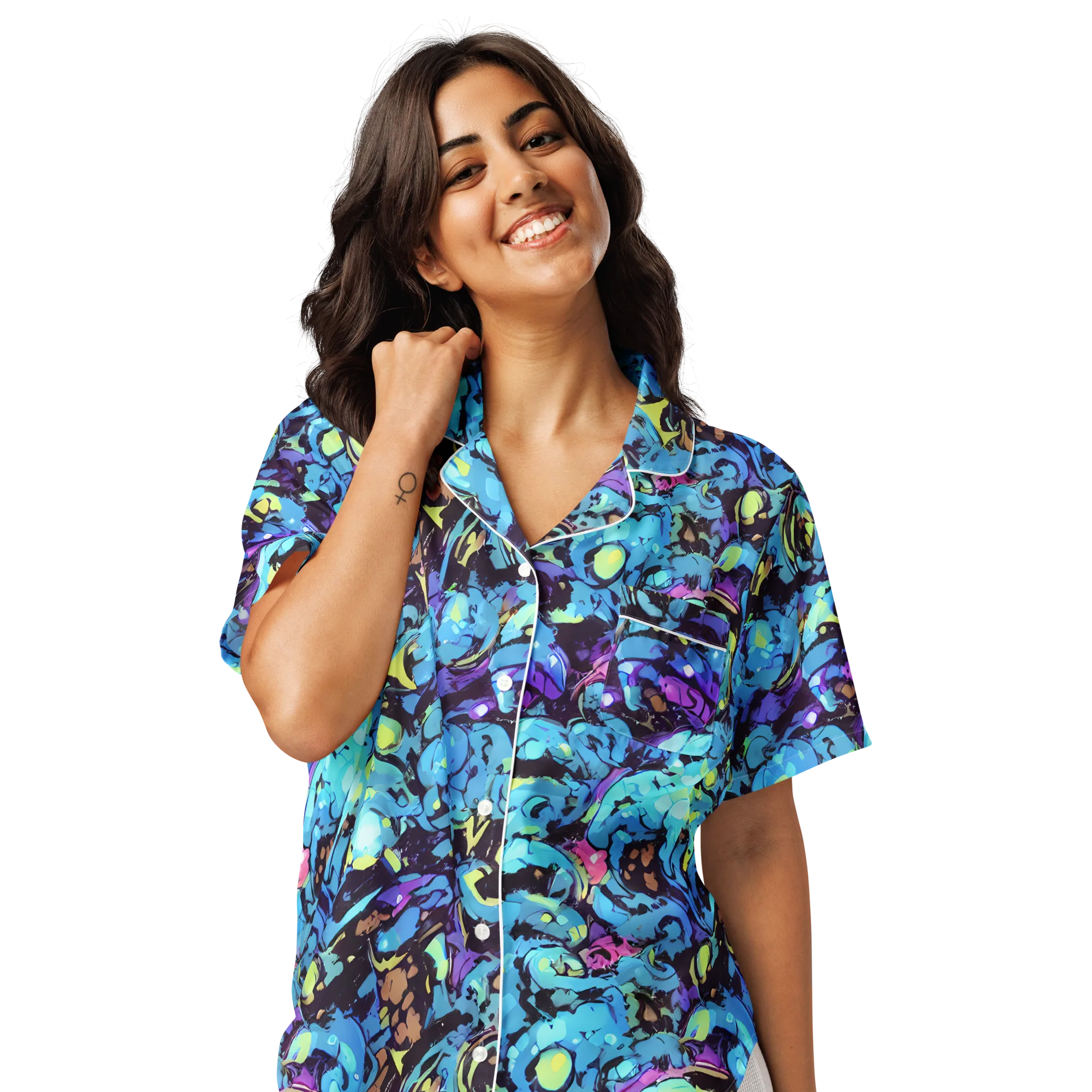 Voltage Bouquet on Women's Short Sleeve Pajama Top — Front