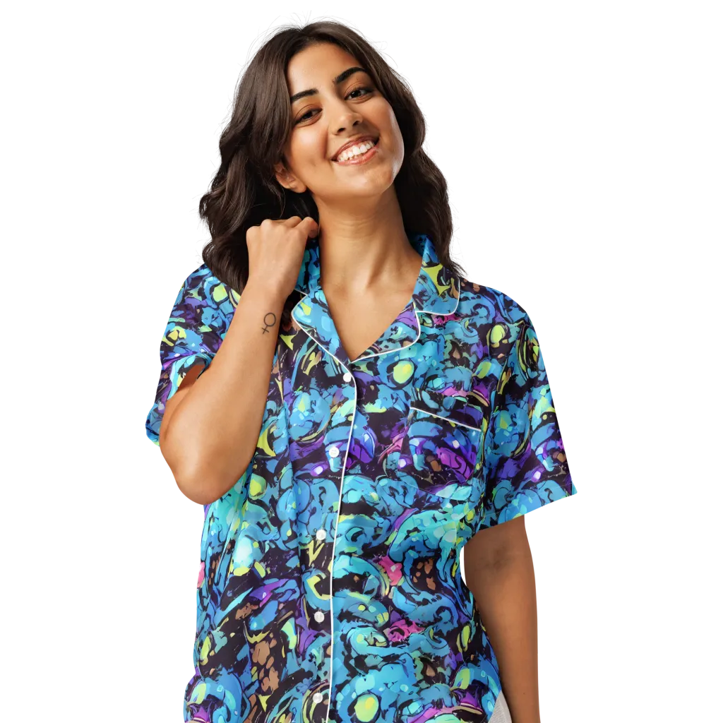 Voltage Bouquet on Women's Short Sleeve Pajama Top — Front