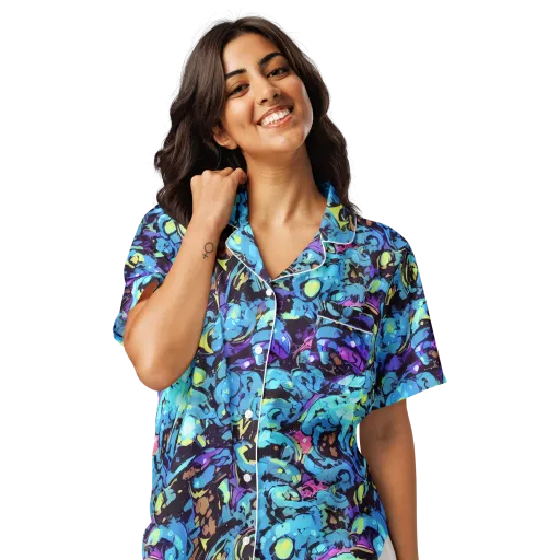 Voltage Bouquet on a Women's Short Sleeve Pajama Top
