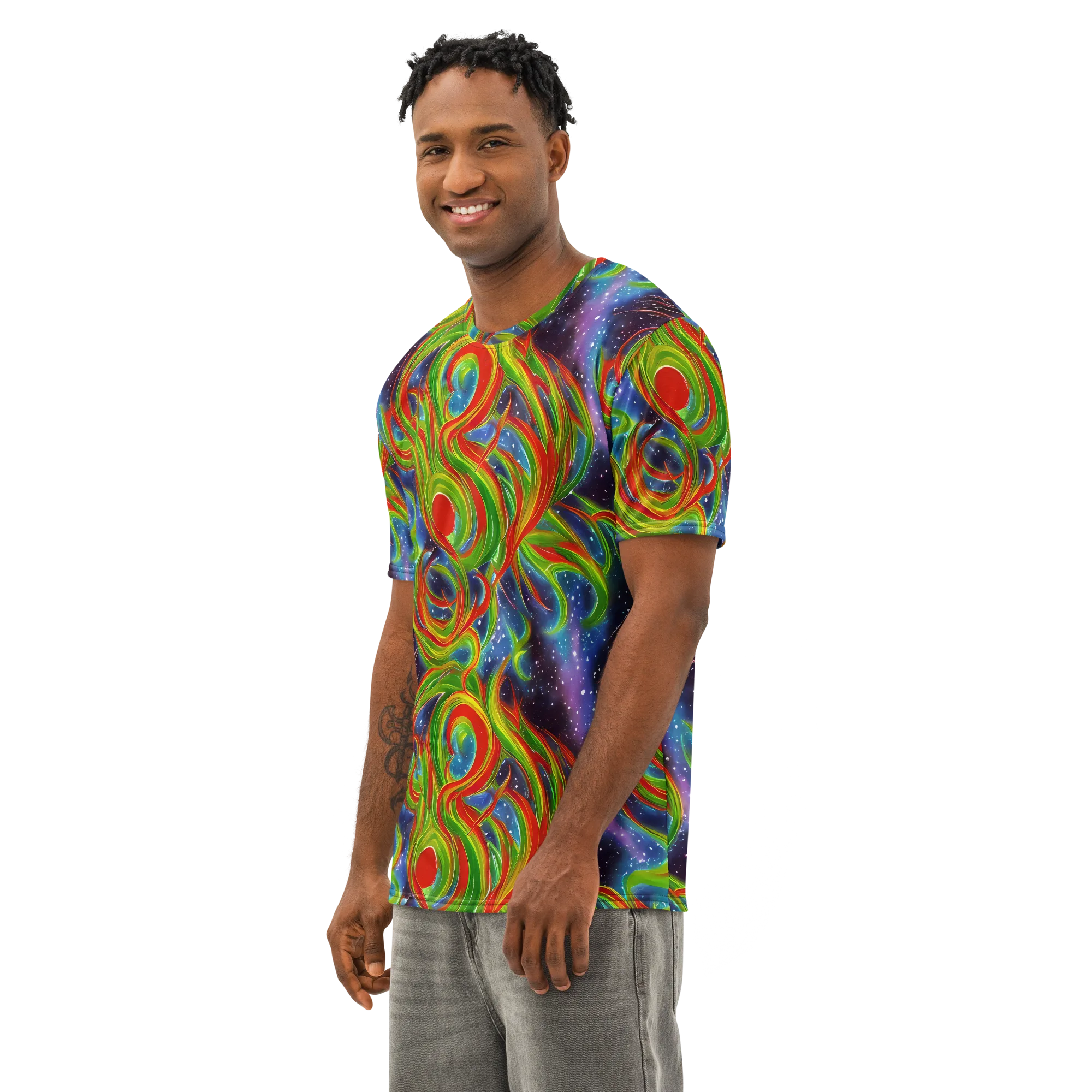 Nova Garden on Men's Cotton Crew Neck T-Shirt — Left Front