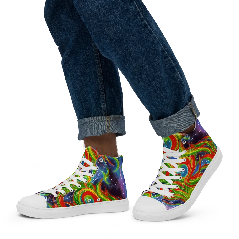 Nova Garden on Men's High Top Canvas Shoes — Left