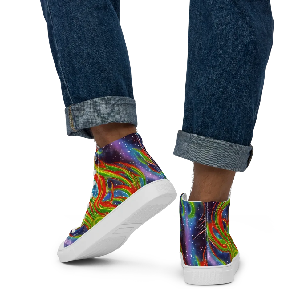 Nova Garden on Men's High Top Canvas Shoes — Back