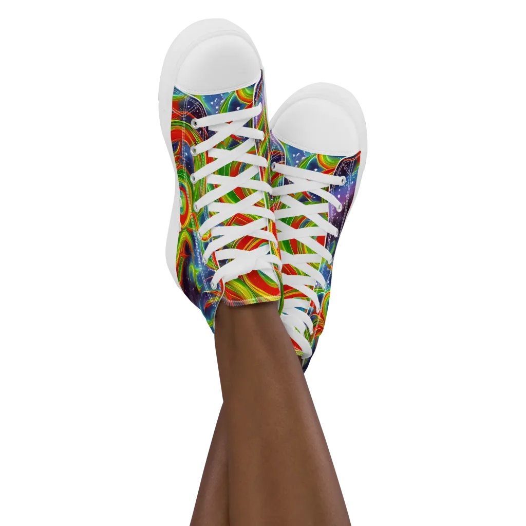 Nova Garden on Women's High Top Canvas Shoes — Front