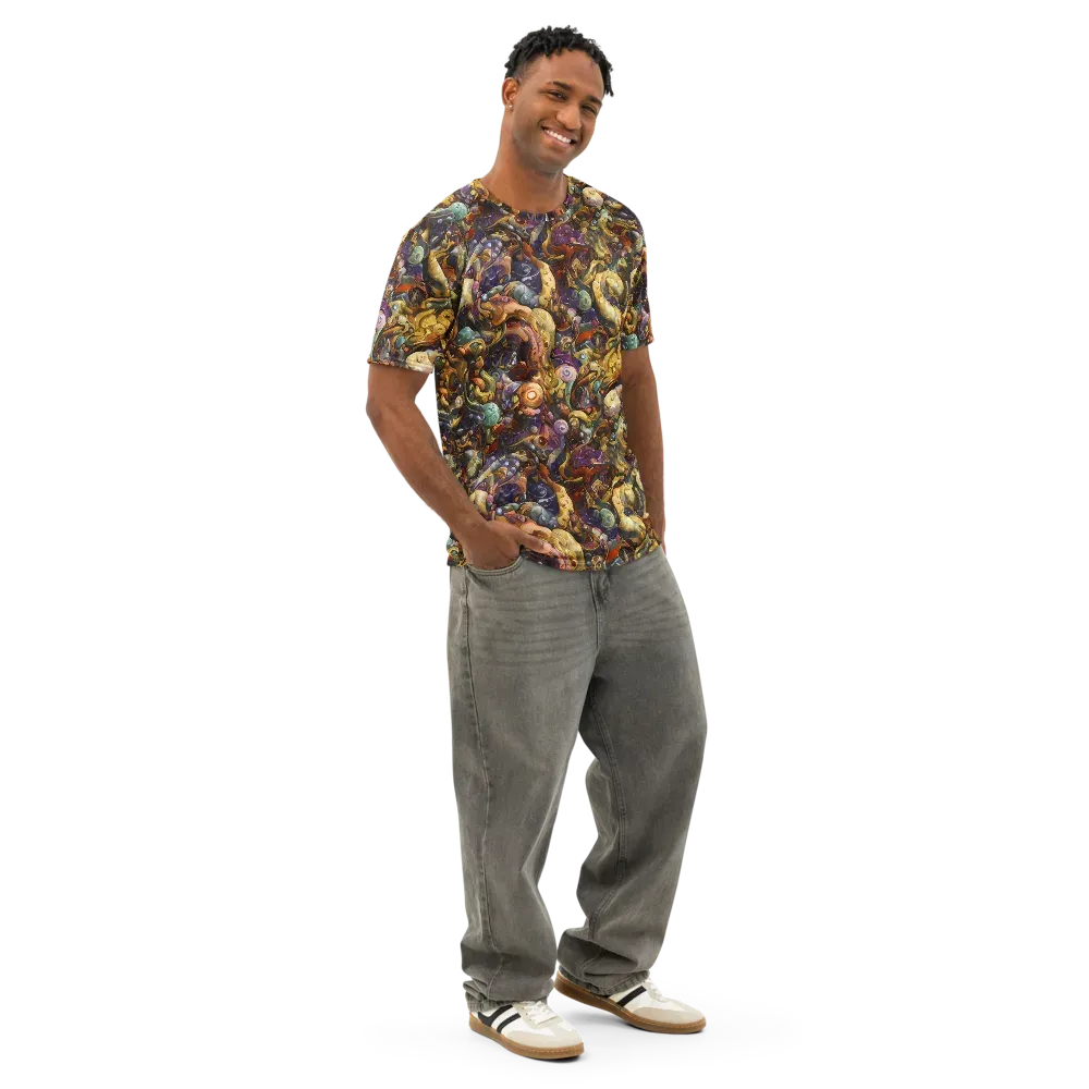 Baroque Current on Men's Cotton Crew Neck T-Shirt — Right Front