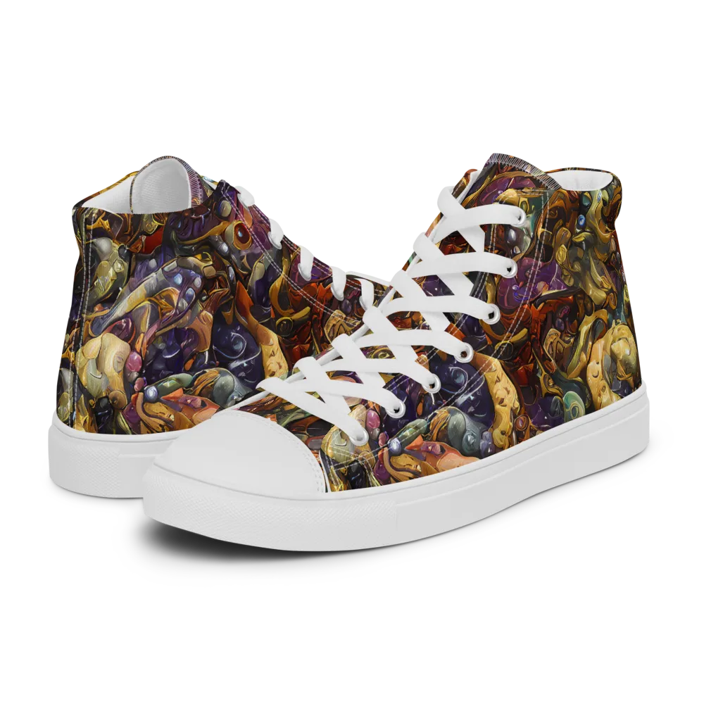 Baroque Current on Men's High Top Canvas Shoes — Left