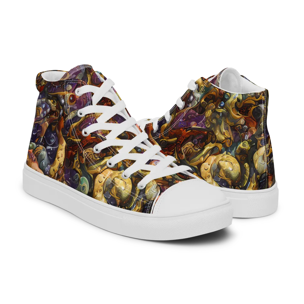 Baroque Current on Men's High Top Canvas Shoes — Right