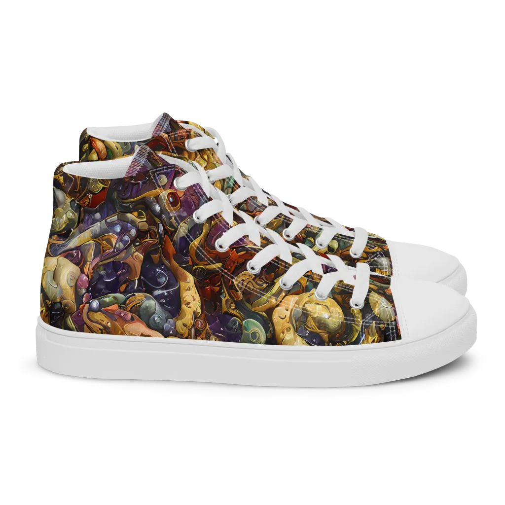 Baroque Current on Women's High Top Canvas Shoes — Right