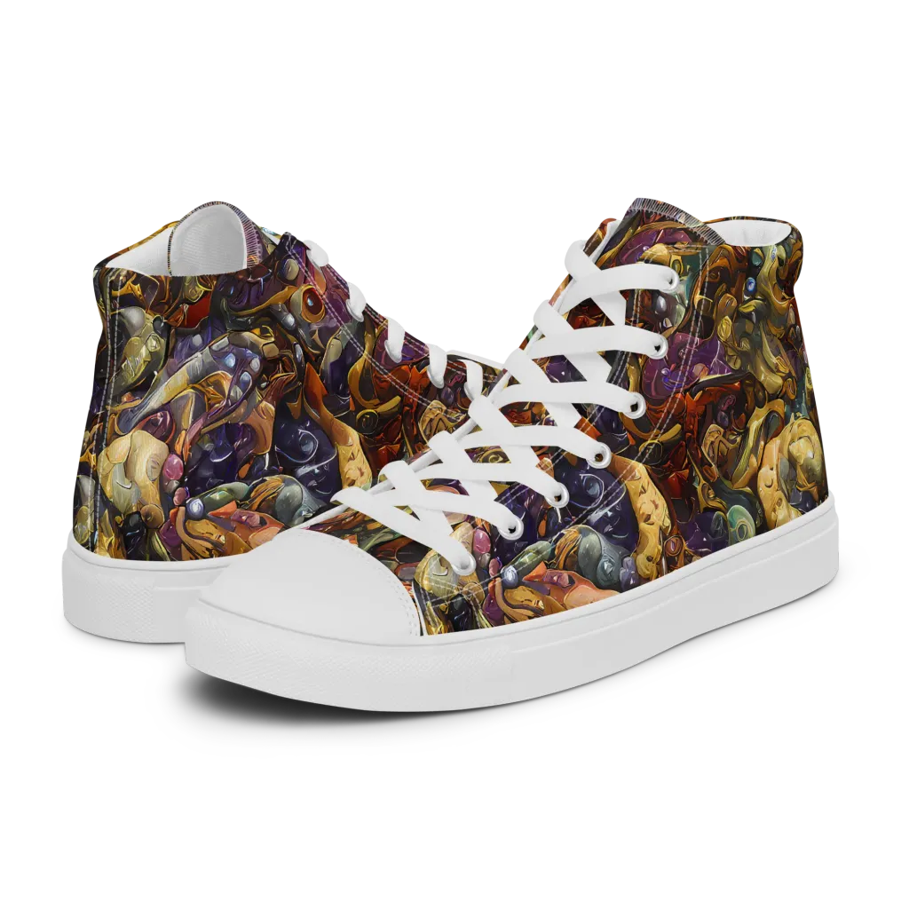 Baroque Current on Women's High Top Canvas Shoes — Left