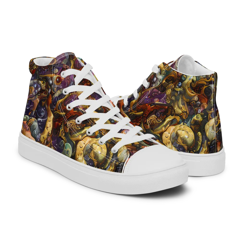 Baroque Current on Women's High Top Canvas Shoes — Right