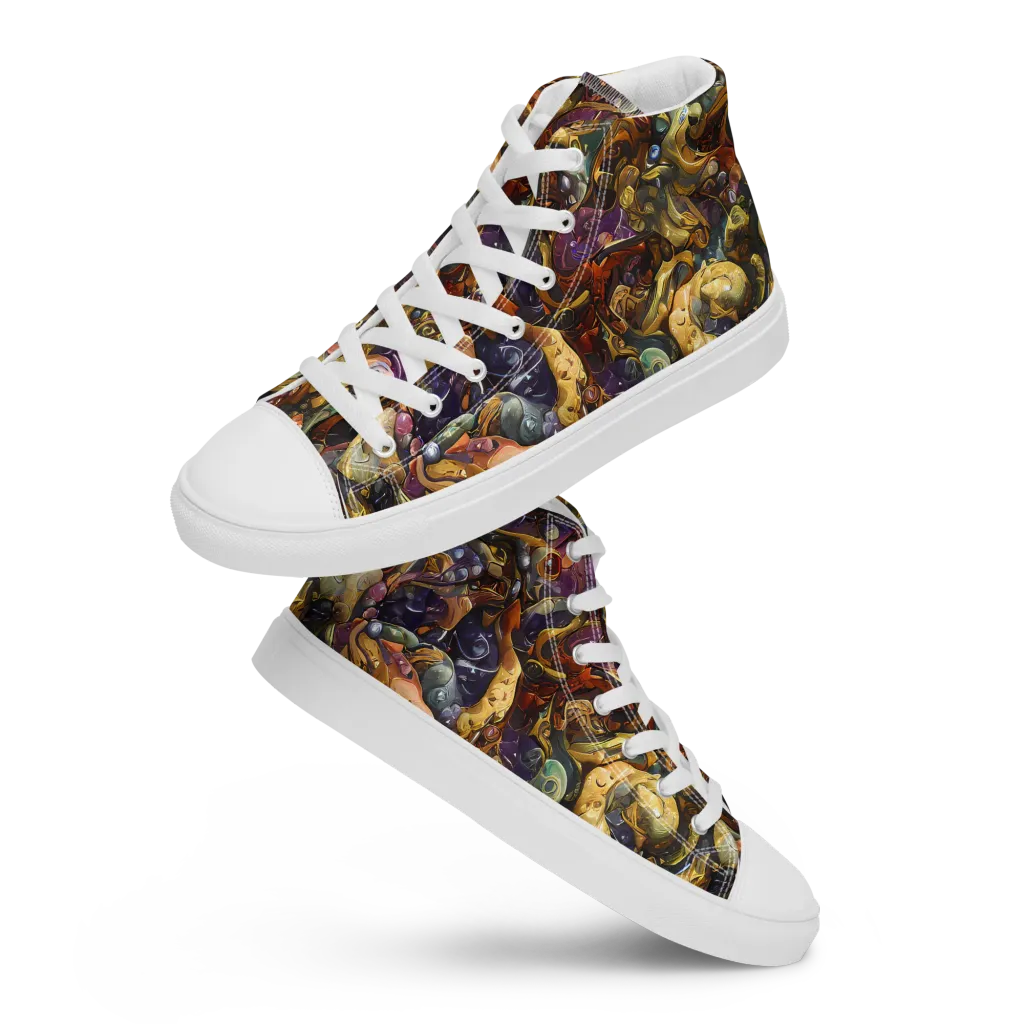 Baroque Current on Women's High Top Canvas Shoes — Front