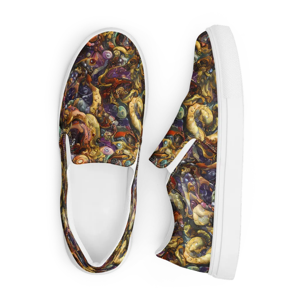 Baroque Current on Men's Slip-On Canvas Shoes — Front
