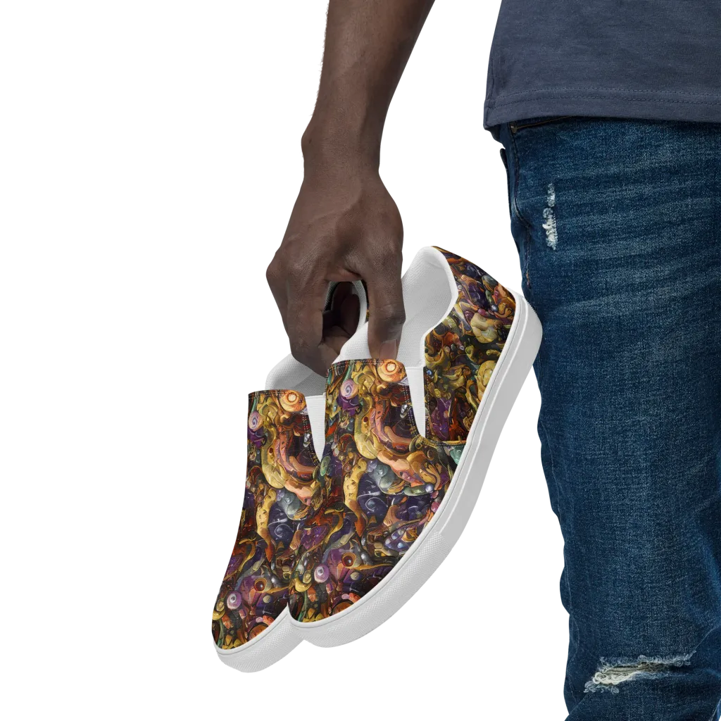 Baroque Current on Men's Slip-On Canvas Shoes — Left Front