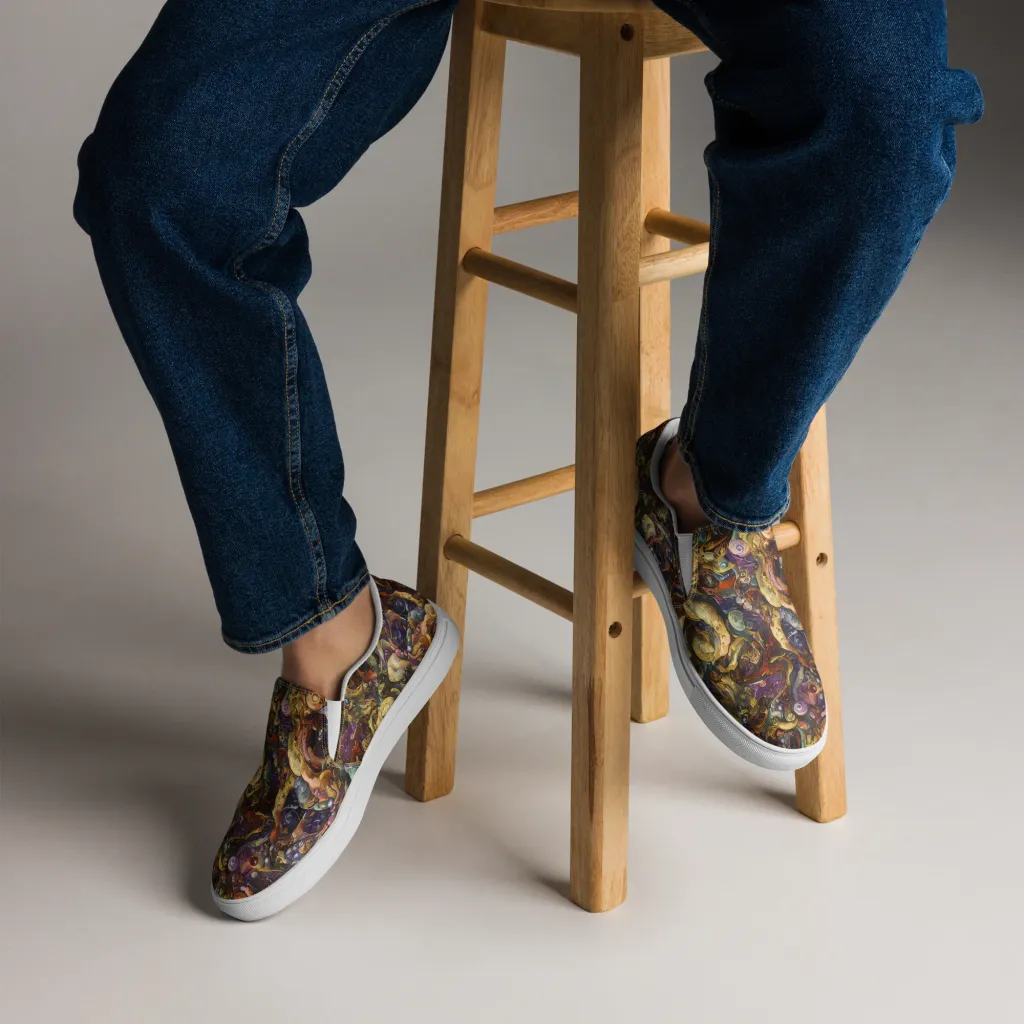 Baroque Current on Men's Slip-On Canvas Shoes — Front