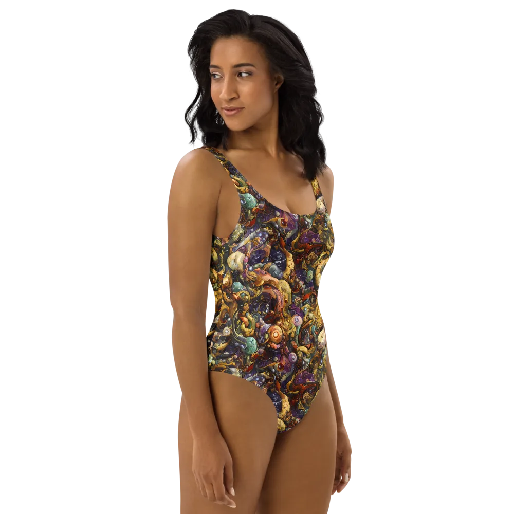 Baroque Current on One-Piece Swimsuit — Right
