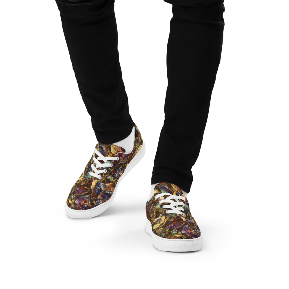 Baroque Current on Men's Lace-Up Canvas Shoes — Front