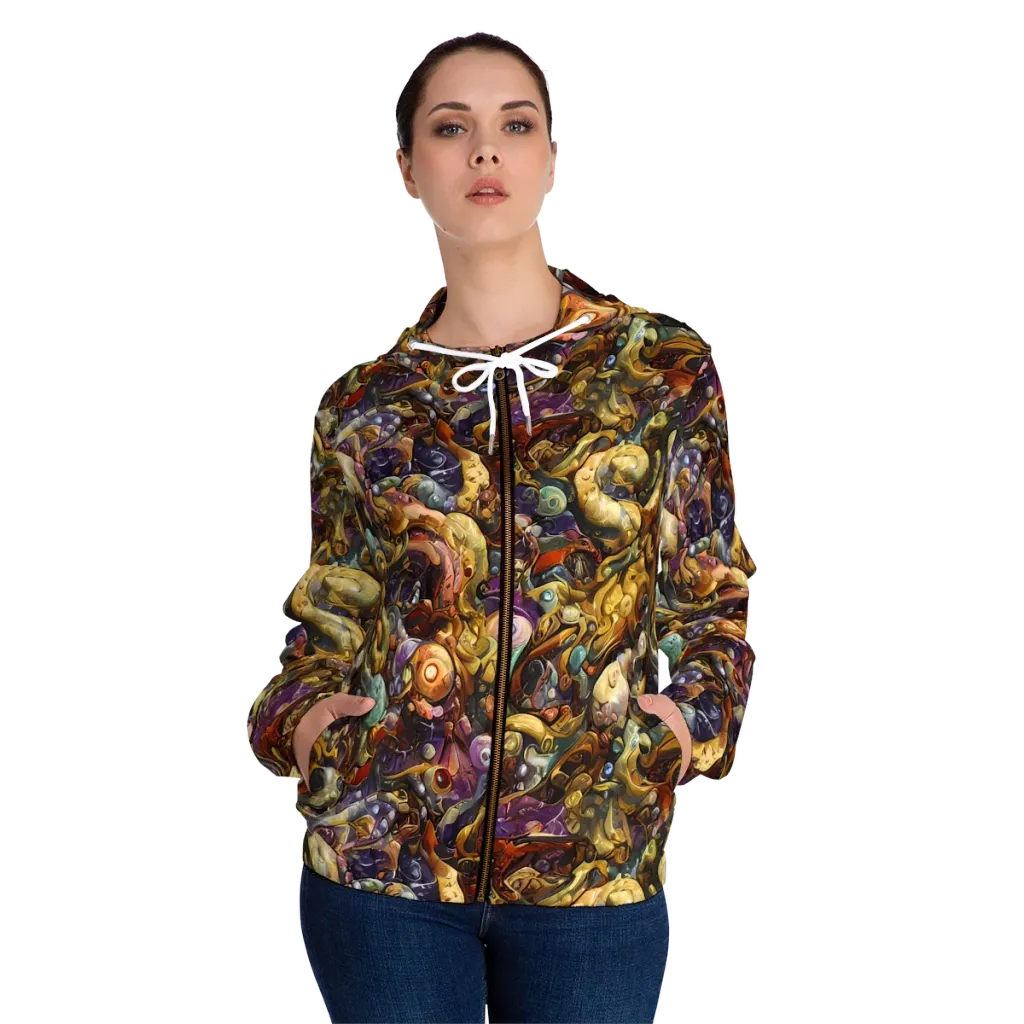 Baroque Current on Women's Full-Zip Hoodie — Front On Person