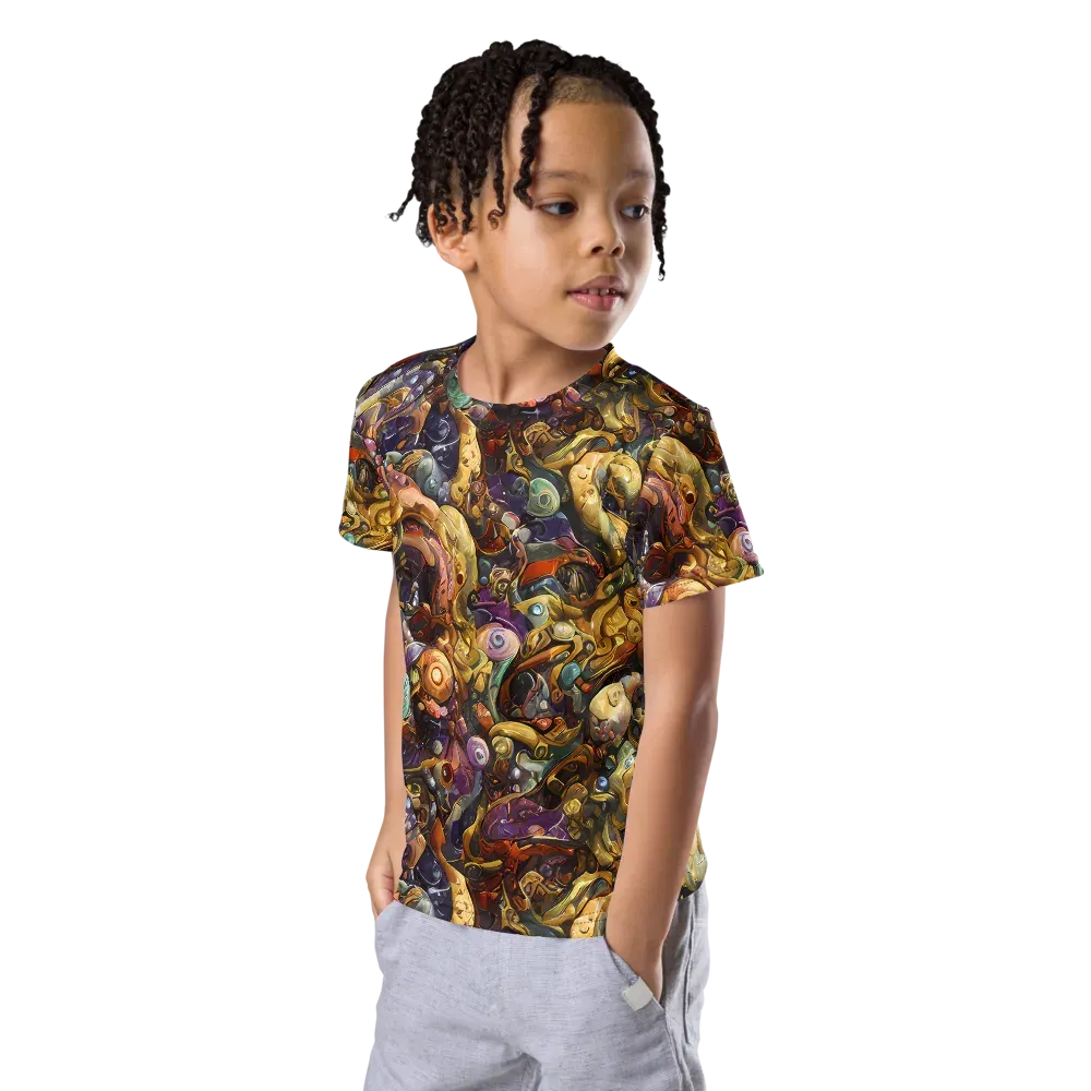 Baroque Current on Kids Crew Neck T-Shirt — Left Front