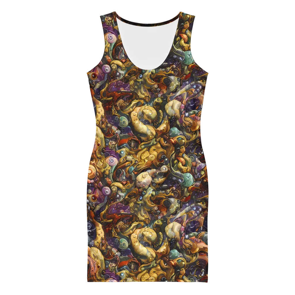 Baroque Current on Bodycon Dress — Front