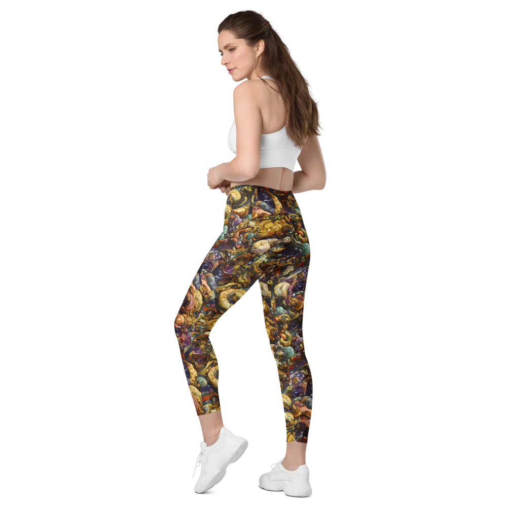Baroque Current on Leggings with Pockets — Left Back