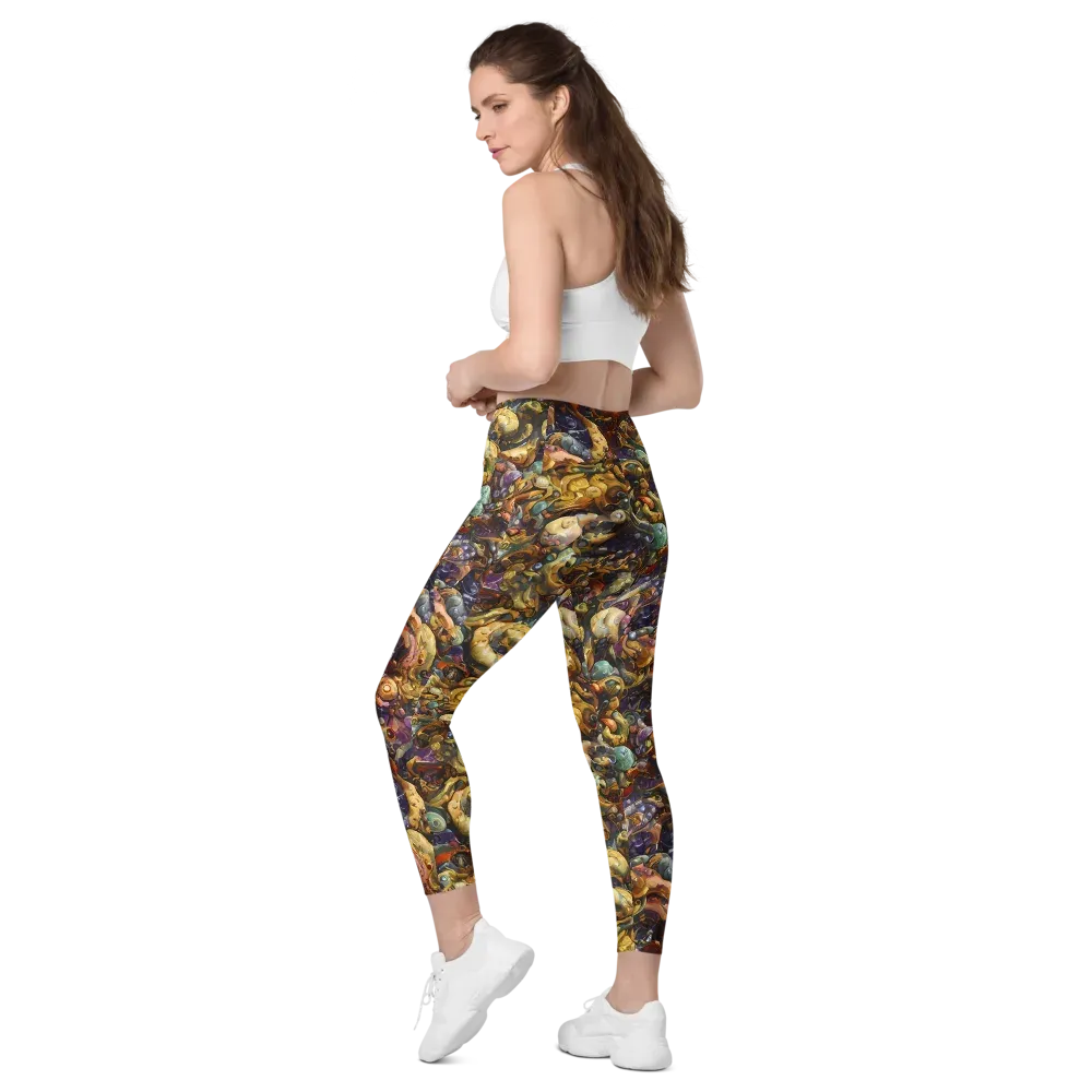 Baroque Current on Leggings with Pockets — Left Back
