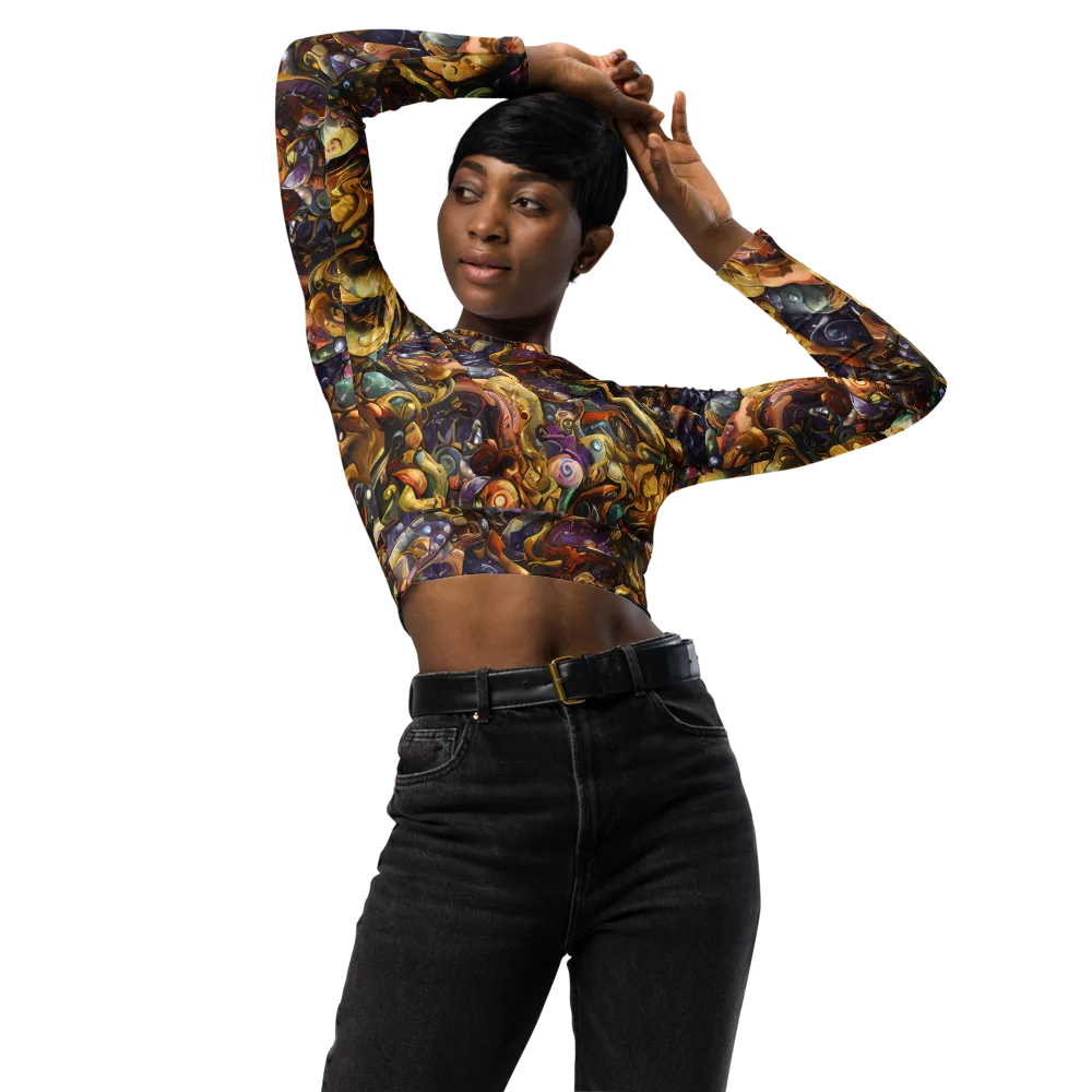 Baroque Current on Long Sleeve Crop Top — Front