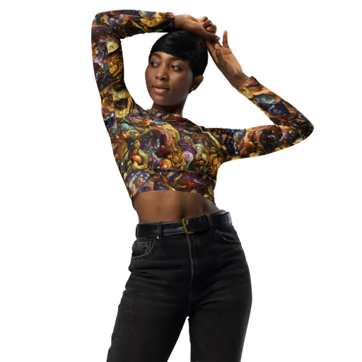 Baroque Current on a Long Sleeve Crop Top