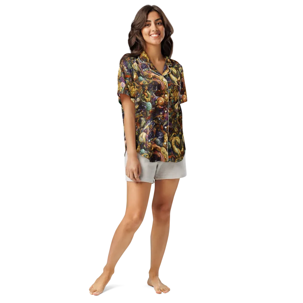 Baroque Current on Women's Short Sleeve Pajama Top — Front