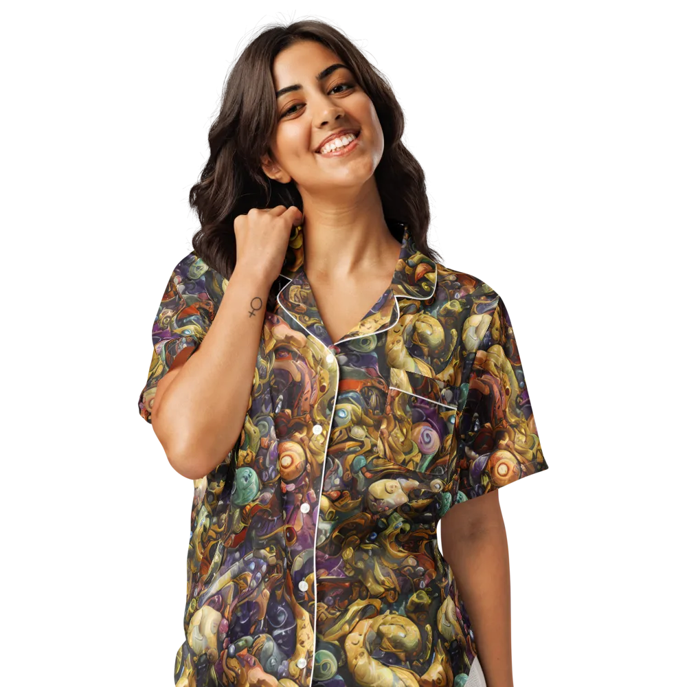 Baroque Current on Women's Short Sleeve Pajama Top — Front