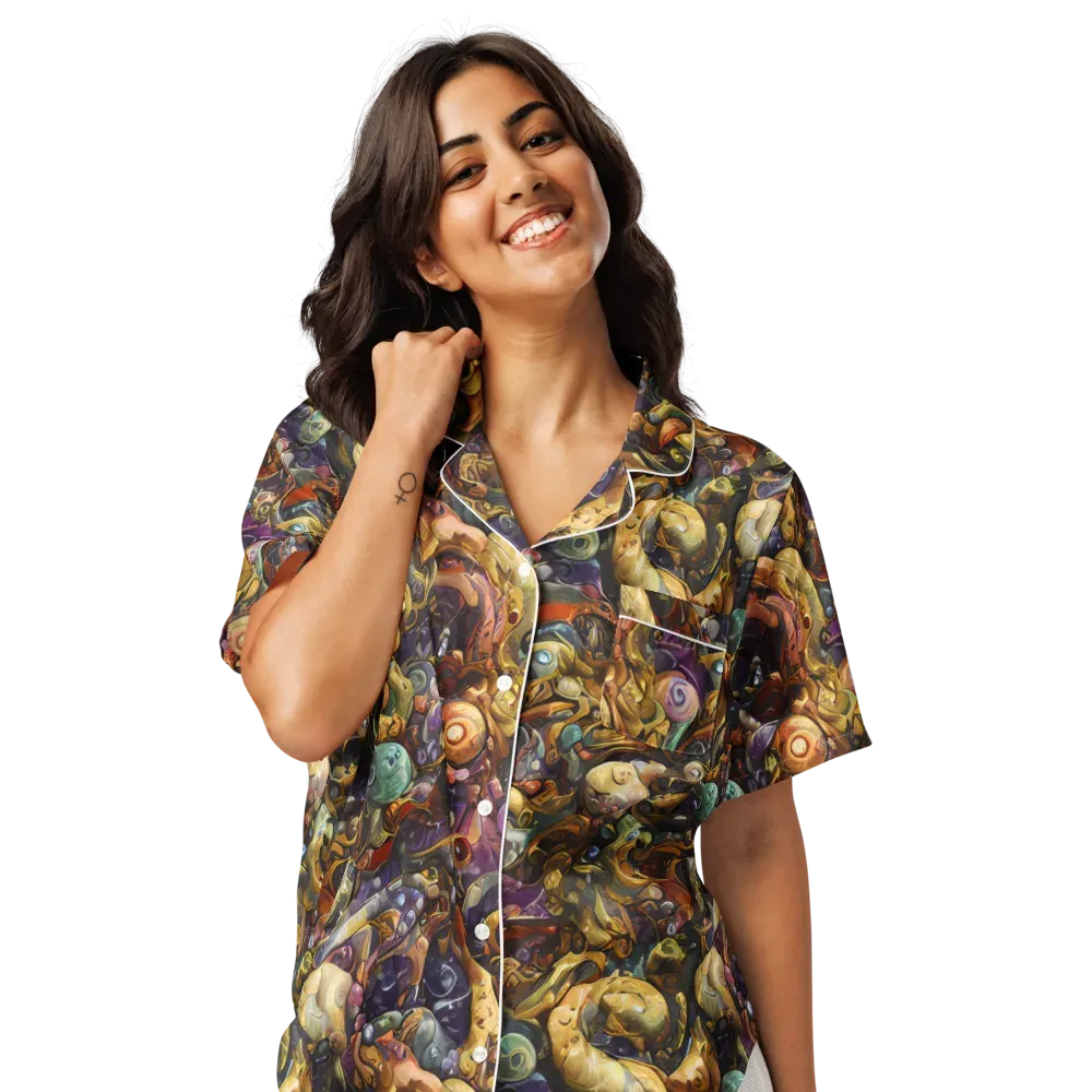 Baroque Current on Women's Short Sleeve Pajama Top — Front
