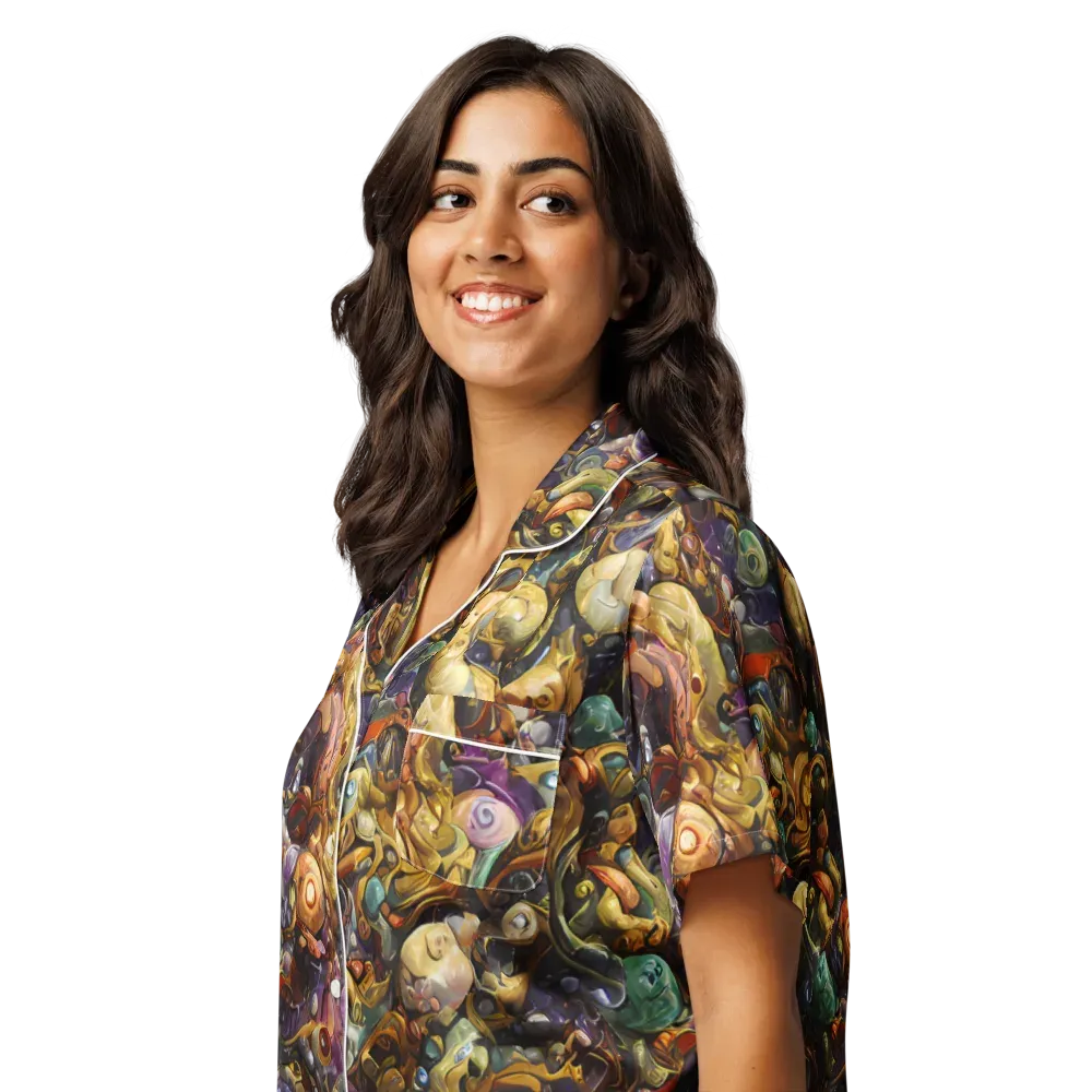 Baroque Current on Women's Short Sleeve Pajama Top — Left Front