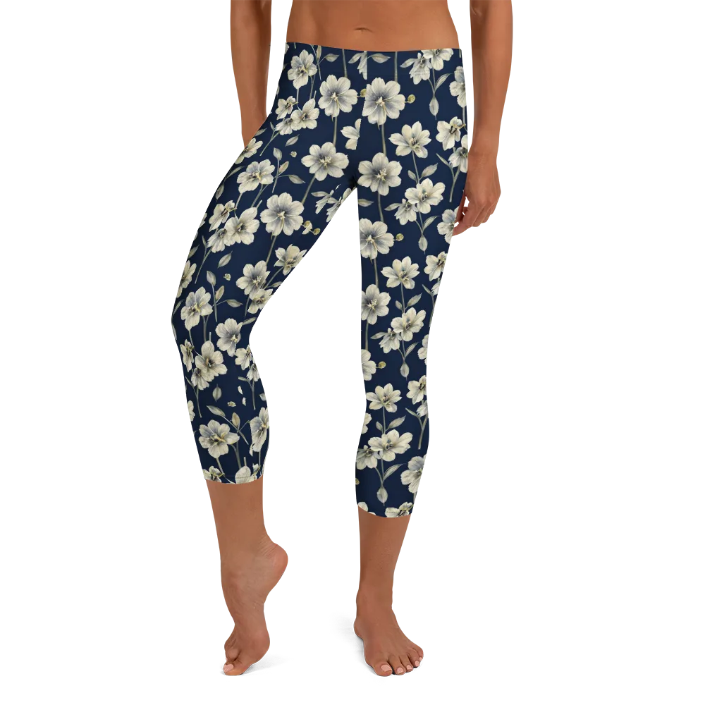 Ivory Nocturne on Capri Leggings — Front