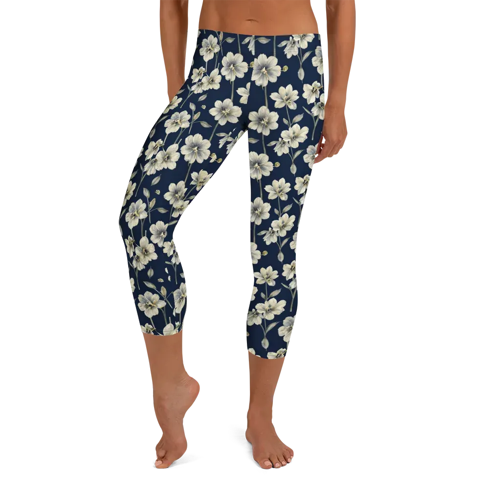 Ivory Nocturne on Capri Leggings — Front