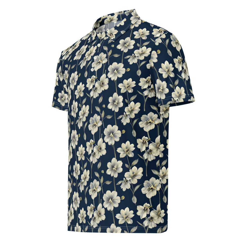 Ivory Nocturne on Men's Slim Fit Polo Shirt — Left Front
