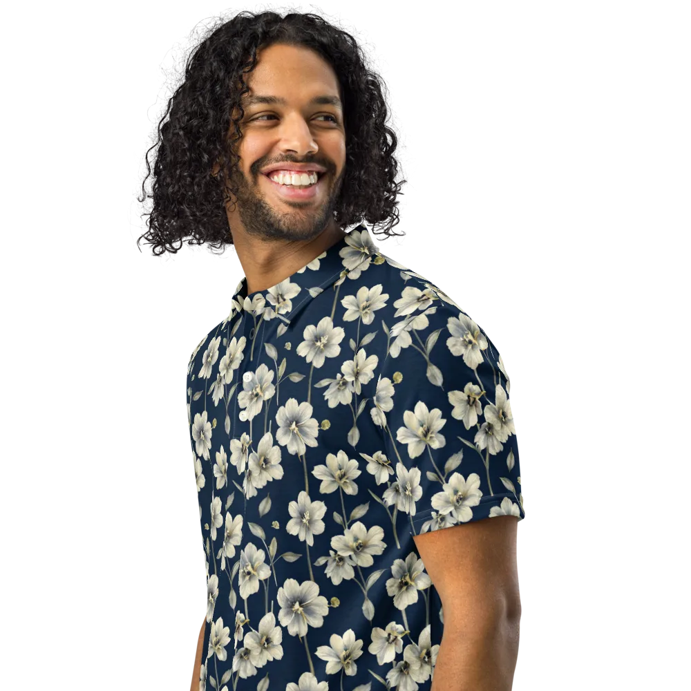 Ivory Nocturne on Men's Slim Fit Polo Shirt — Left Front
