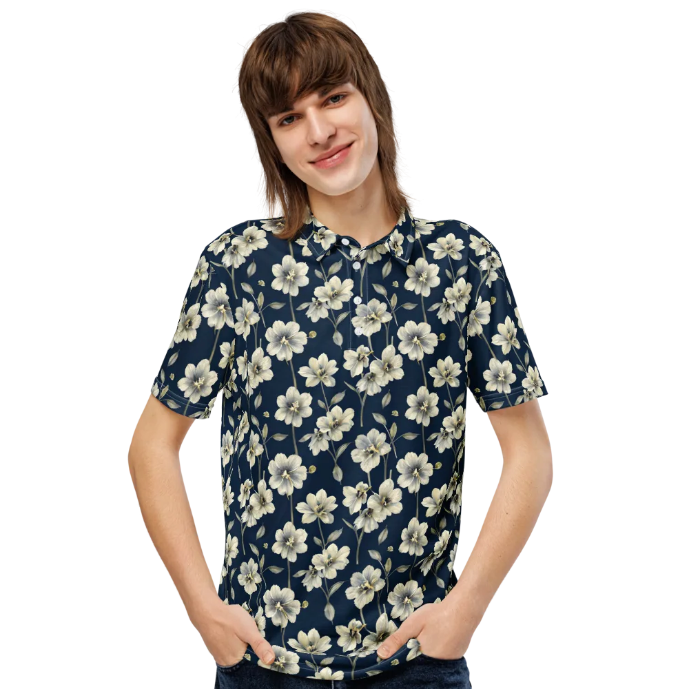Ivory Nocturne on Men's Slim Fit Polo Shirt — Front