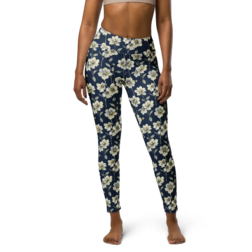 Ivory Nocturne on Yoga Leggings — Front