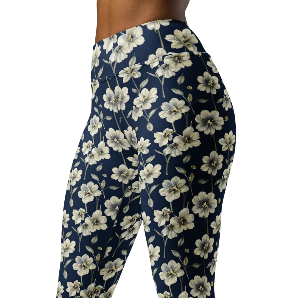 Ivory Nocturne on Yoga Leggings — Left Front