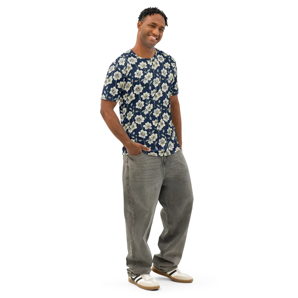 Ivory Nocturne on Men's Cotton Crew Neck T-Shirt — Right Front